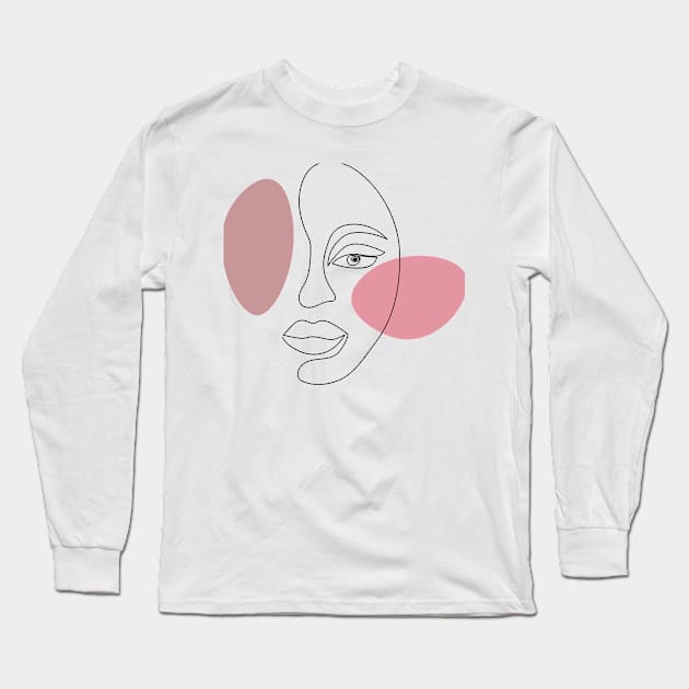 Abstract linear portrait beautiful girl. Long Sleeve T-Shirt by Inari